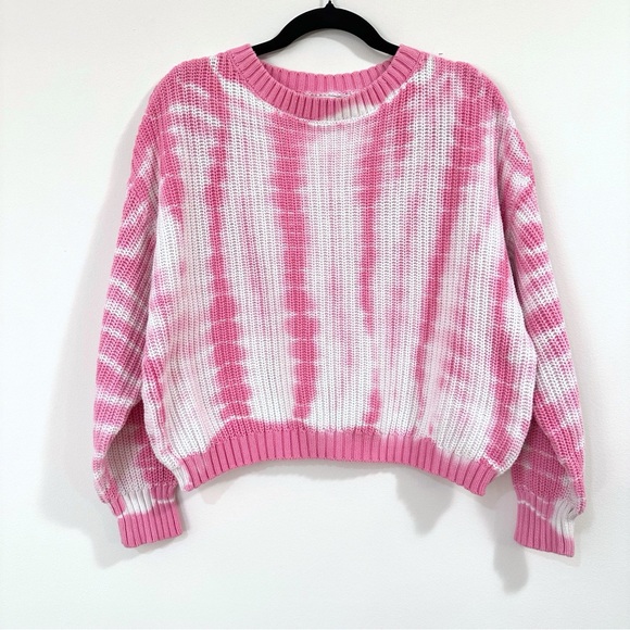Lush Sweaters - Lush Pink and White Tie-Dye Sweater Size Small